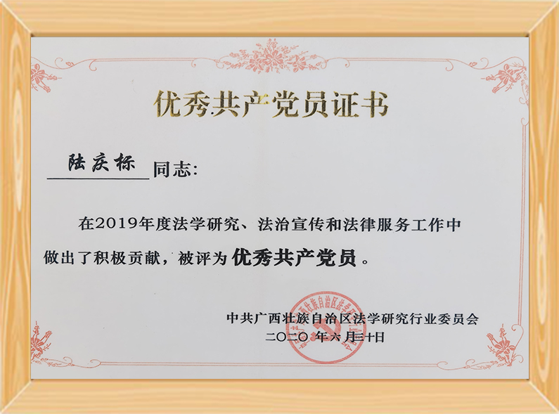 中共法学会优秀共产党员（2019）